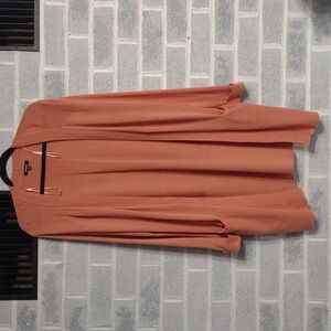 Premise Cashmere Blend Women's Salmon Pink Open Front Long Cardigan Size Medium